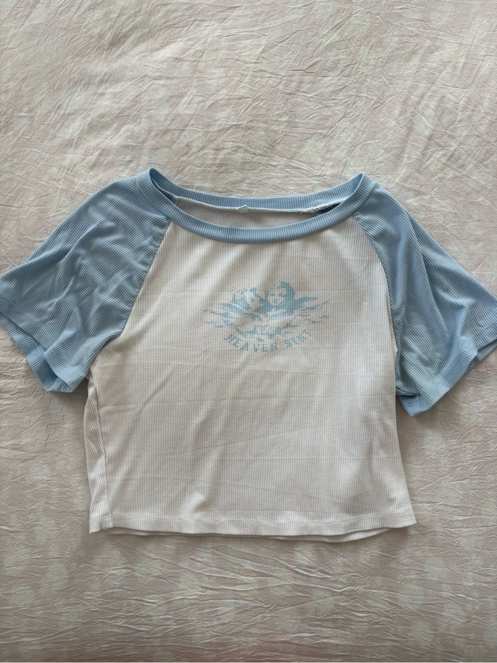 Heaven Sent Light Blue & White Ribbed Baby Tee